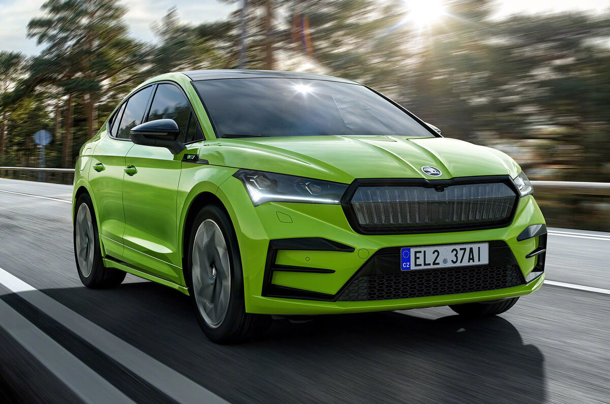 99 Skoda Enyaq coupe vRS 2022 official images tracking front