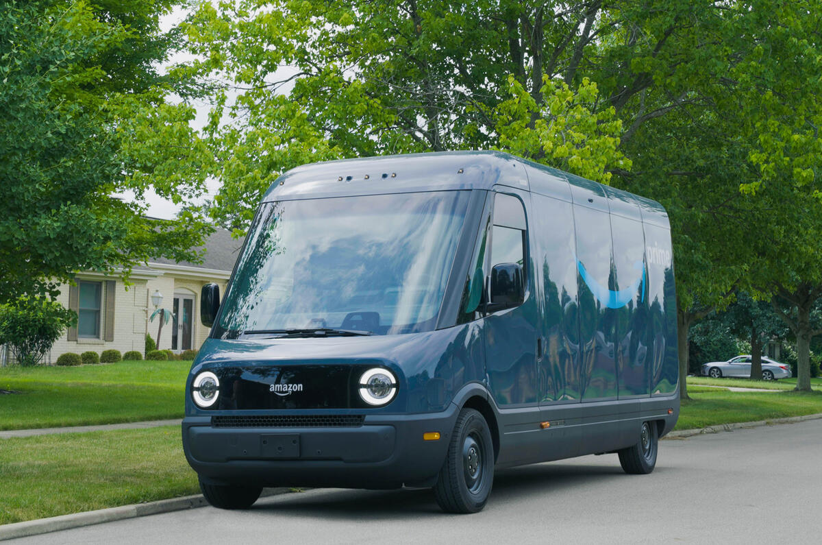99 Amazon Rivian delivery vehicle front