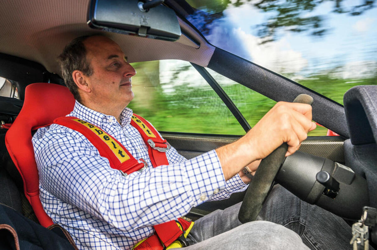 Frankel at the wheel of the Ferrari F40