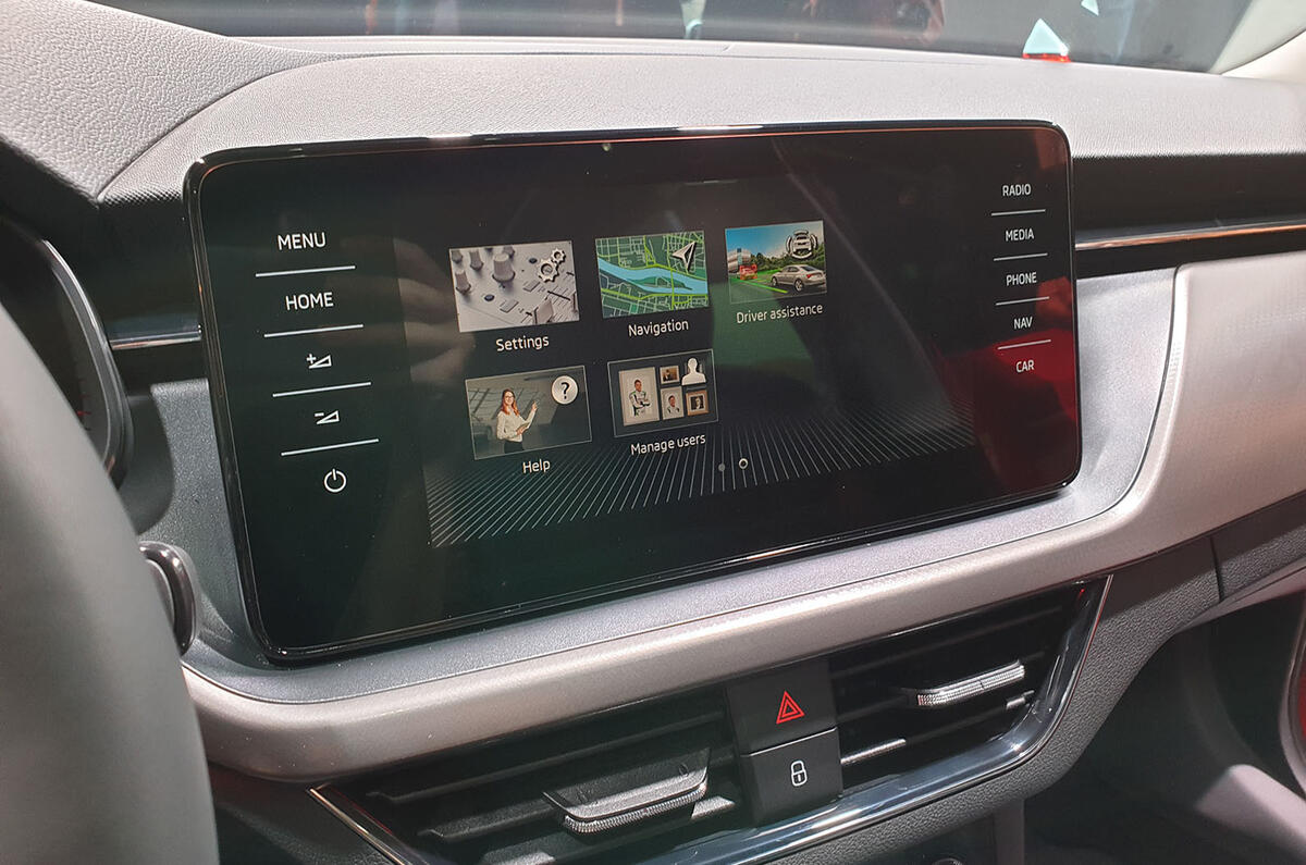 Skoda Scala official reveal stage infotainment display