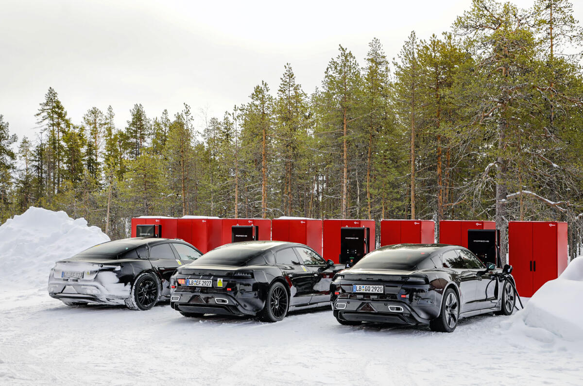 Porsche Taycan prototypes in winter testing