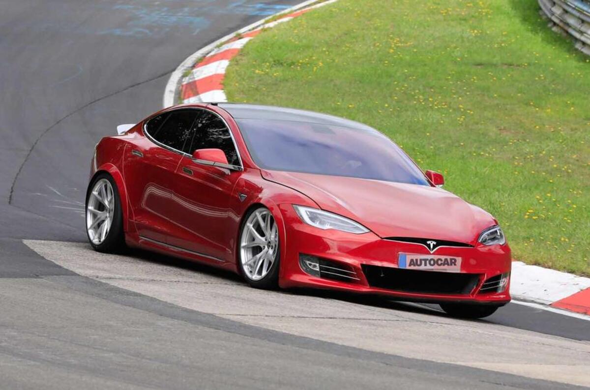 Tesla Model S Plaid prototype at Nurburgring - front