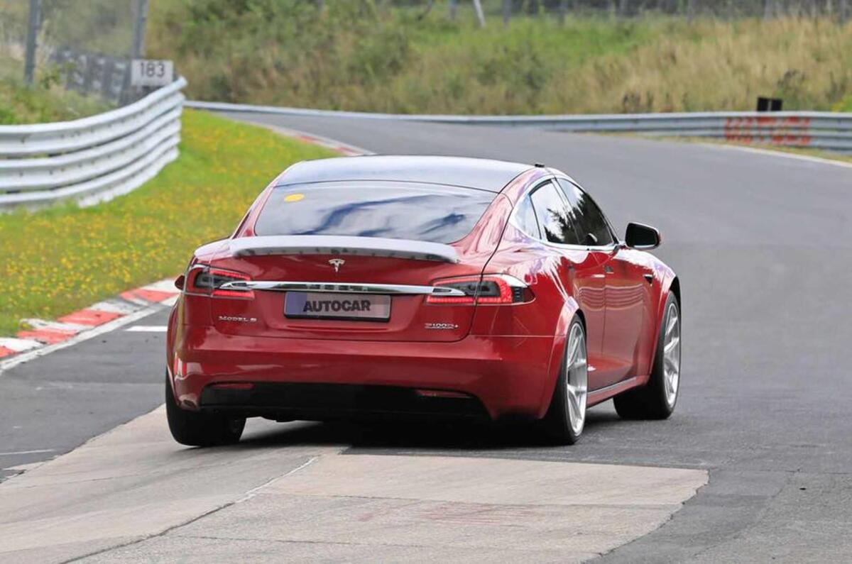 Tesla Model S Plaid prototype at Nurburgring - rear Tesla Model S Plaid prototype at Nurburgring - rear