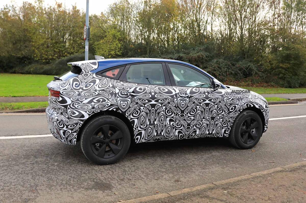 Jaguar E-Pace facelift spies side rear