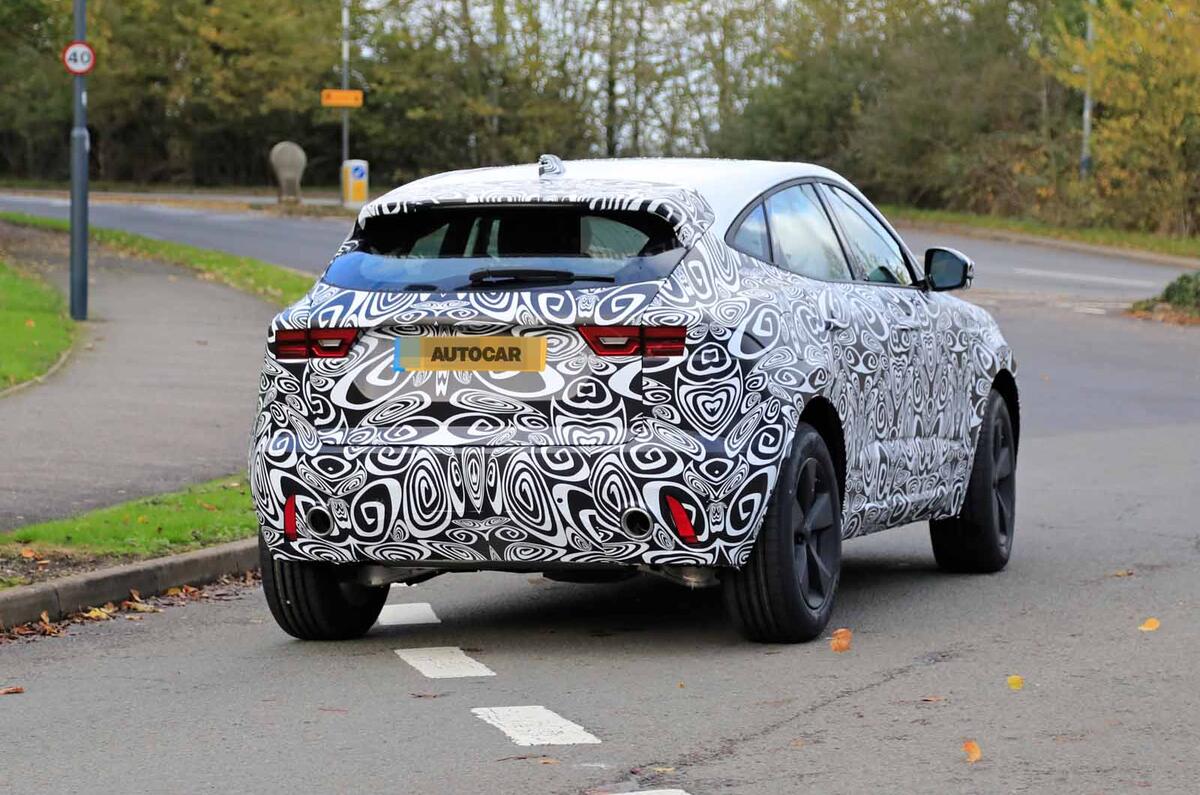 Jaguar E-Pace facelift spies rear again