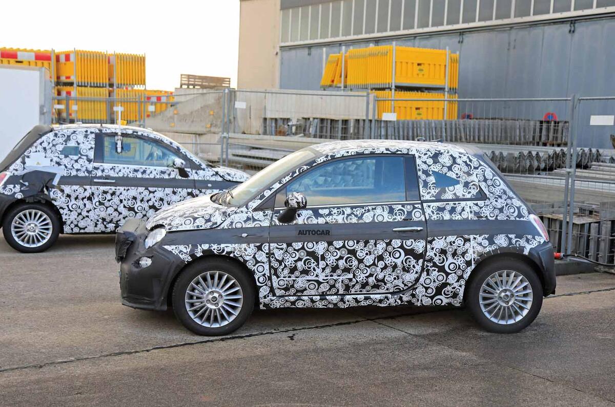 Fiat 500e new spies parked