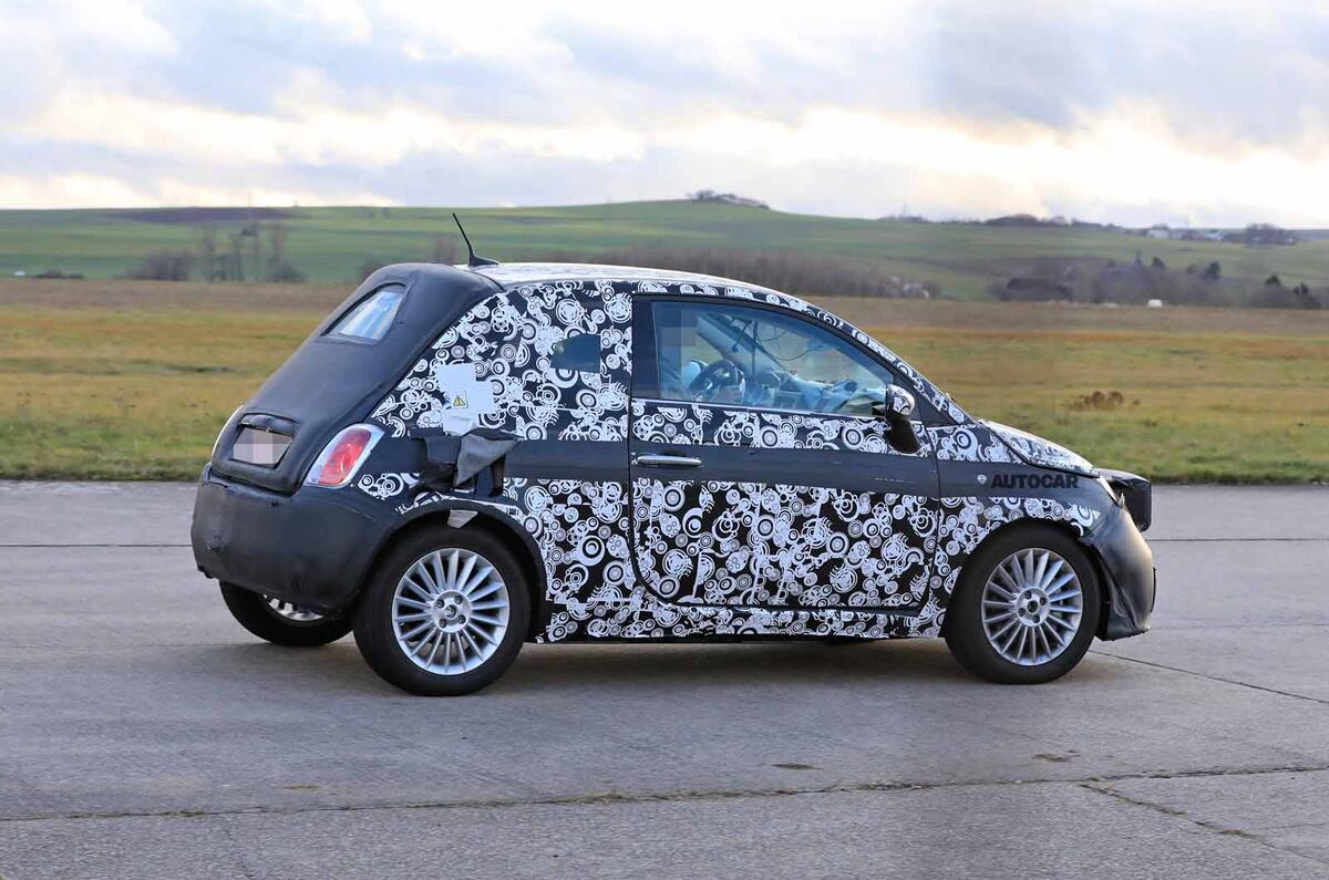 Fiat 500e new spies side rear