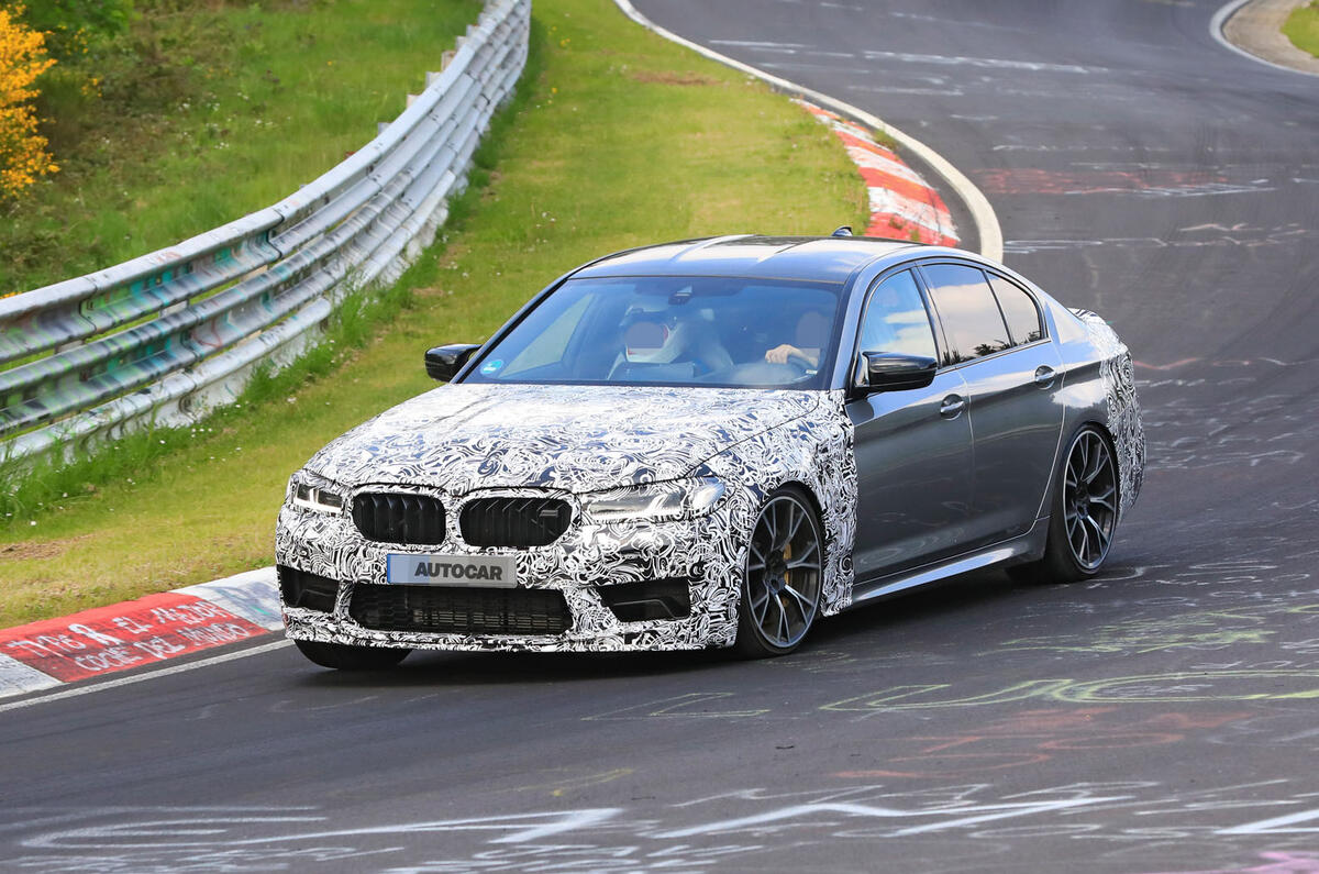 2021 BMW M5 CS prototype at Nurburgring - cornering front