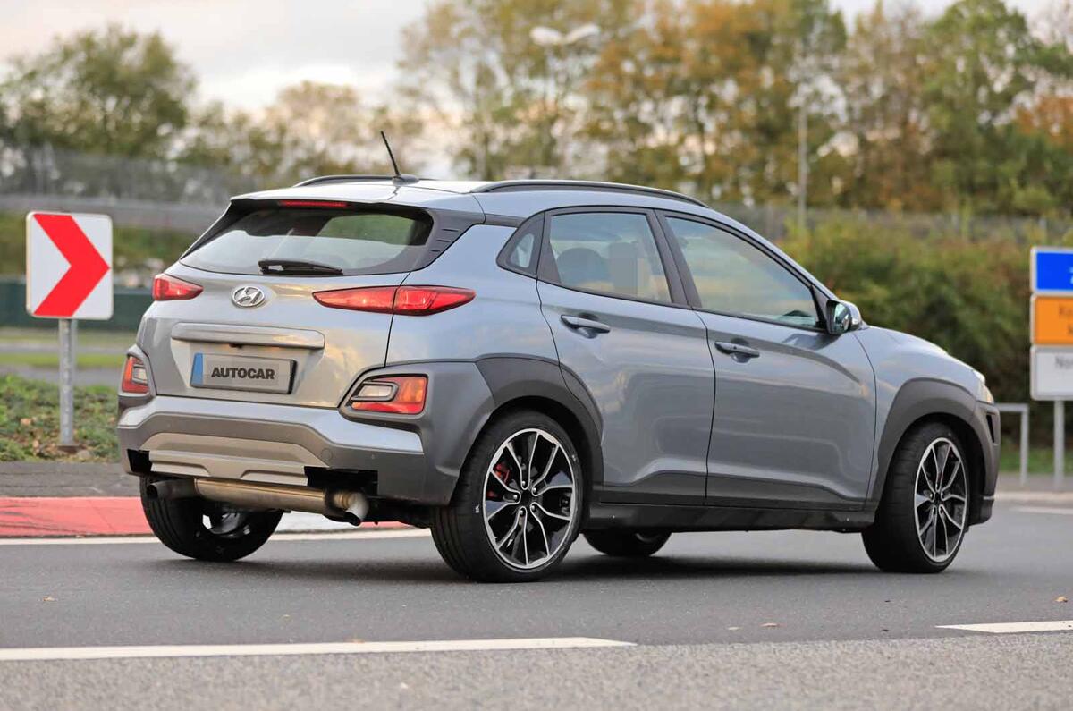 Hyundai Kona N spyshots side rear