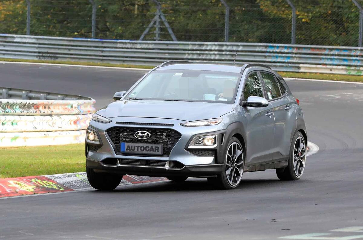 Hyundai Kona N spyshots front track