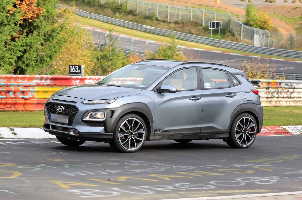 Hyundai Kona N spyshots side rear track