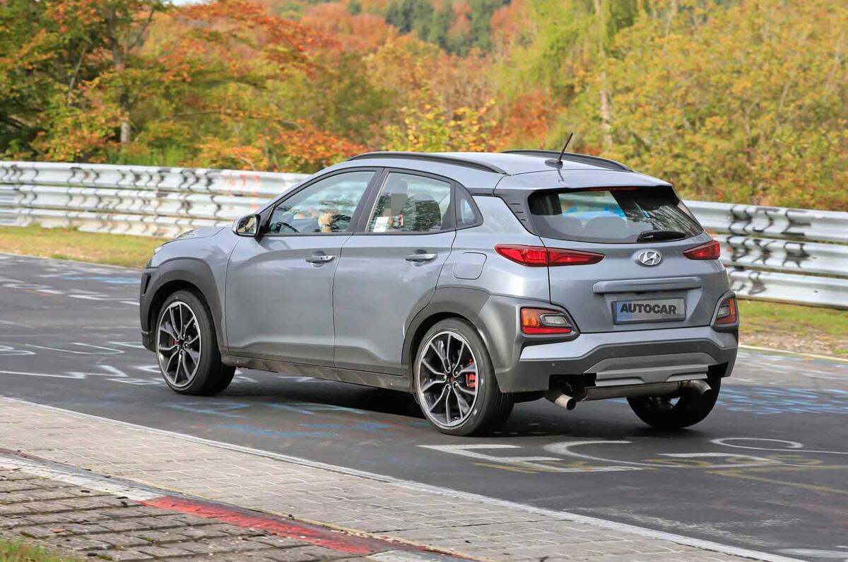 Hyundai Kona N spyshots rear side track
