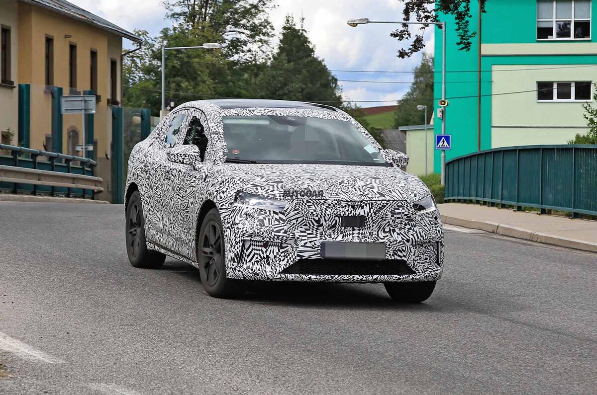 Skoda Enyaq iV coupe front on Skoda Enyaq iV coupe front on