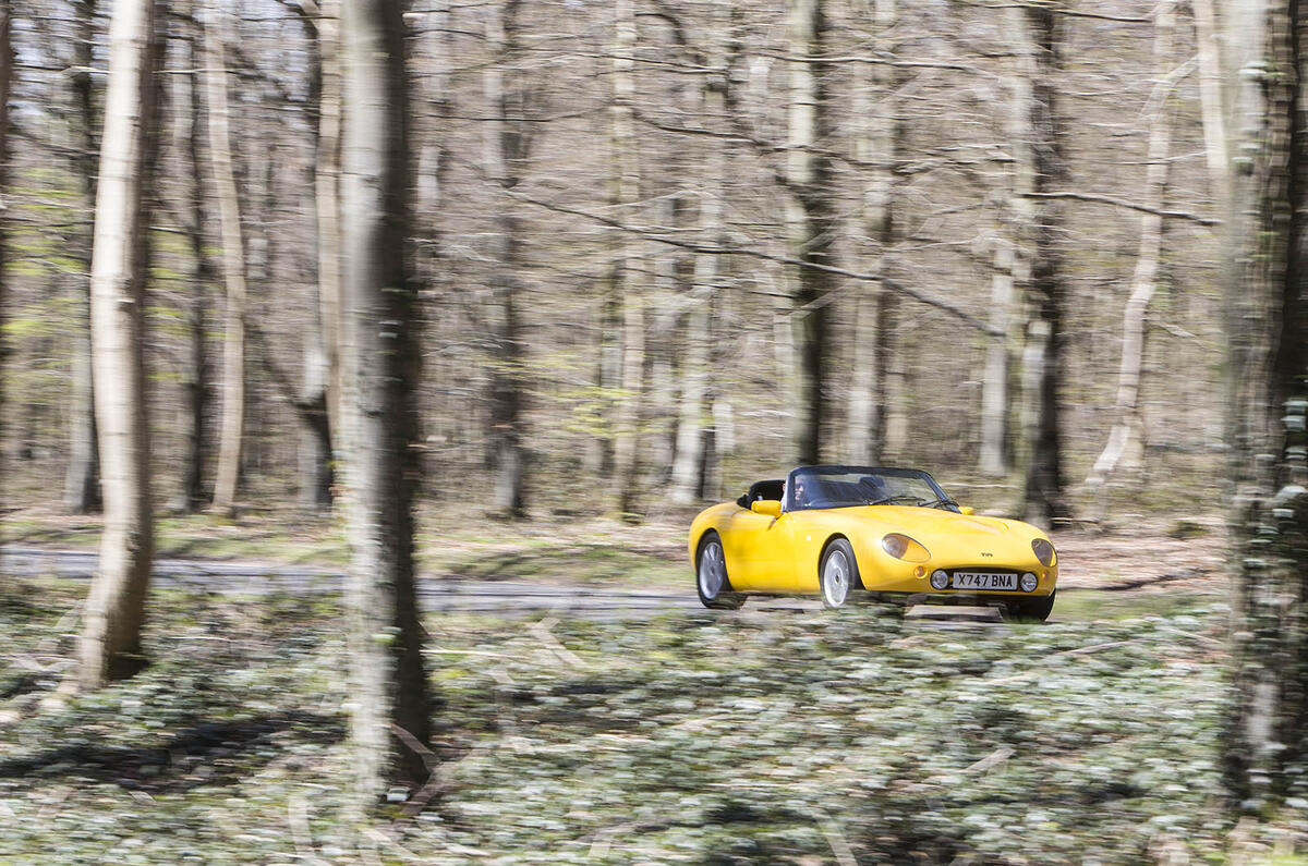 TVR Griffith in a forest