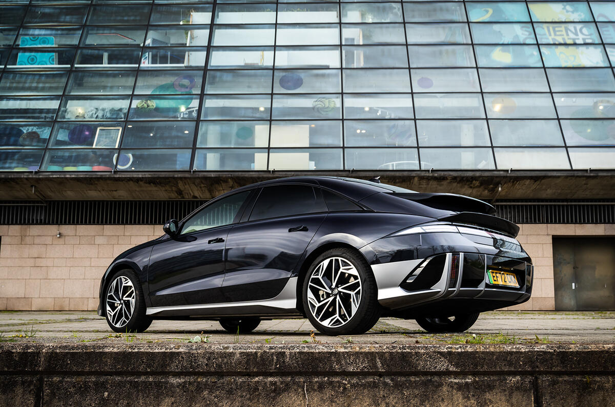 The sleek low-slung design of the Hyundai IONIQ 6 is more aero efficient to enhance its electric range The sleek low-slung design of the Hyundai IONIQ 6 is more aero efficient to enhance its electric range