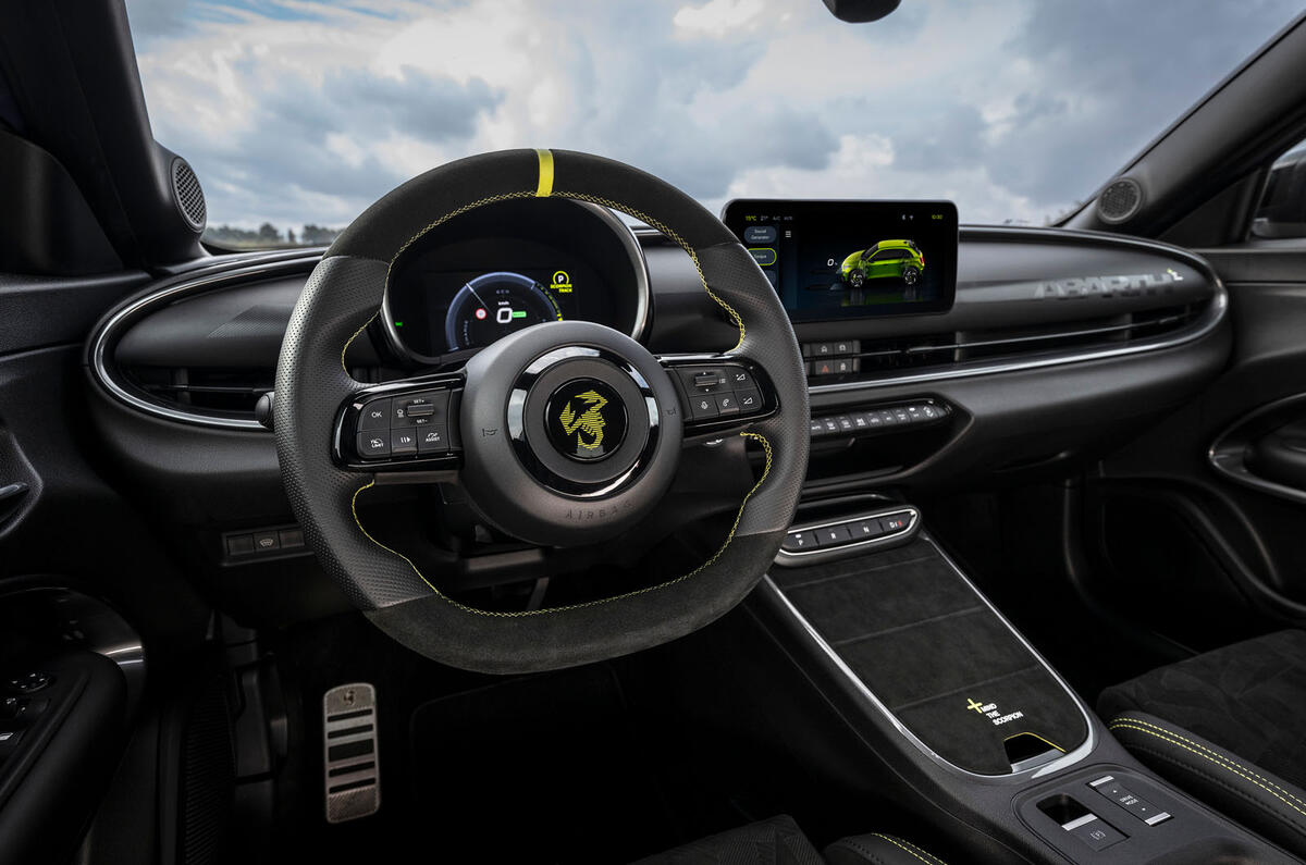 Abarth 600e green dashboard