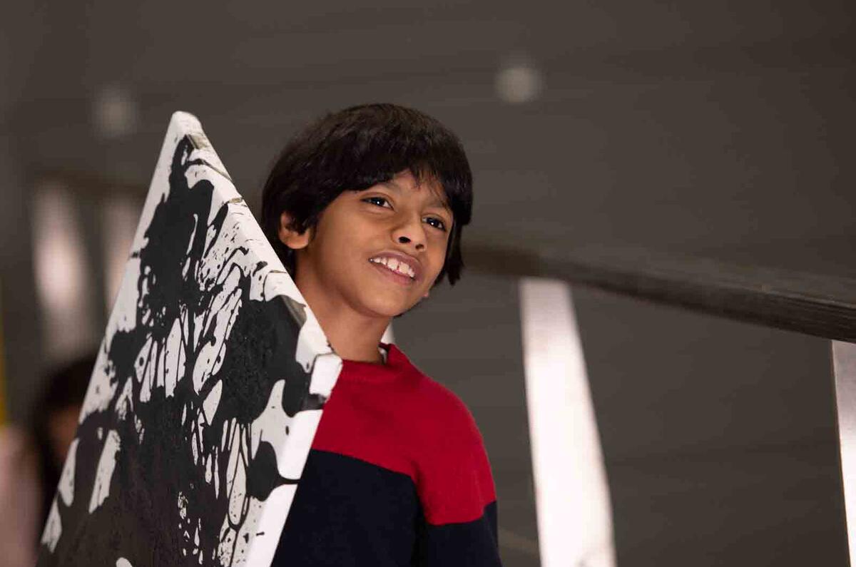 ABB Robotics PixelPaint Art Car Advait Kolarkar carries his 'Zebra Utopia' artwork on a canvas ABB Robotics PixelPaint Art Car Advait Kolarkar carries his 'Zebra Utopia' artwork on a canvas