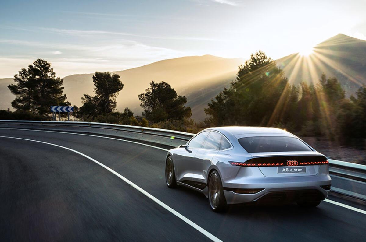 The Audi A6 e-tron concept’s 100kWh battery is predicted to deliver 435 miles of range The Audi A6 e-tron concept’s 100kWh battery is predicted to deliver 435 miles of range