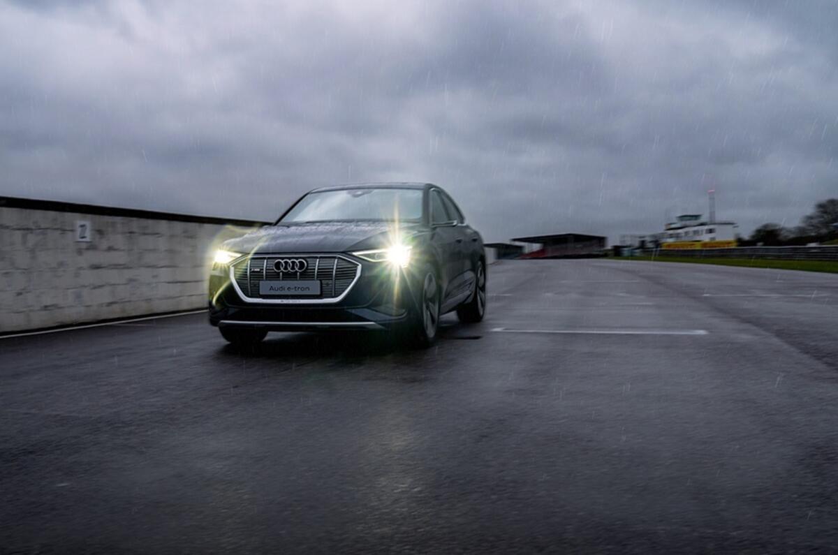 As the UK's fastest circuit, Thruxton is ideal for stretching the e-tron's electric quattro legs As the UK's fastest circuit, Thruxton is ideal for stretching the e-tron's electric quattro legs