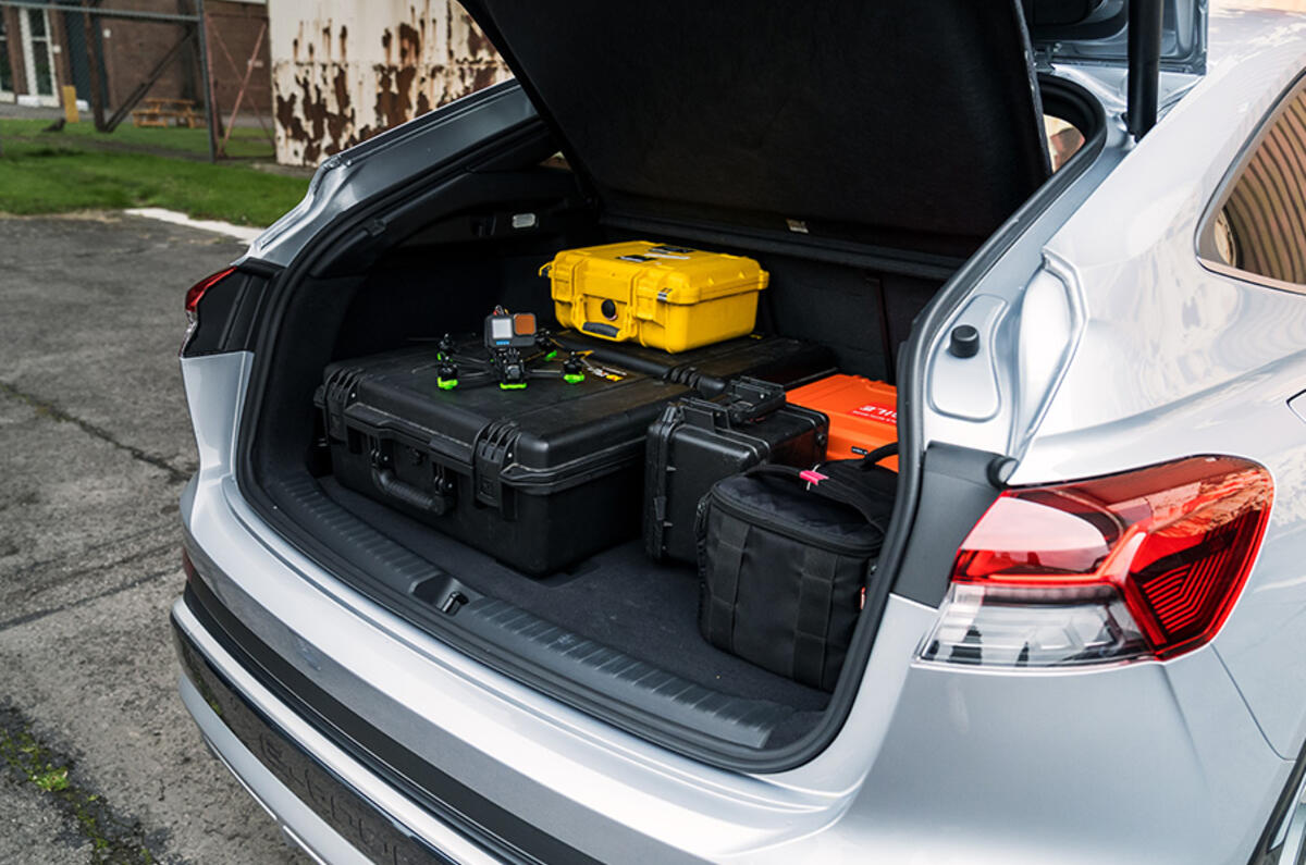 The Audi Q4 Sportback e-tron boasts between 520 and 1490 litres of luggage space for packed shoots The Audi Q4 Sportback e-tron boasts between 520 and 1490 litres of luggage space for packed shoots