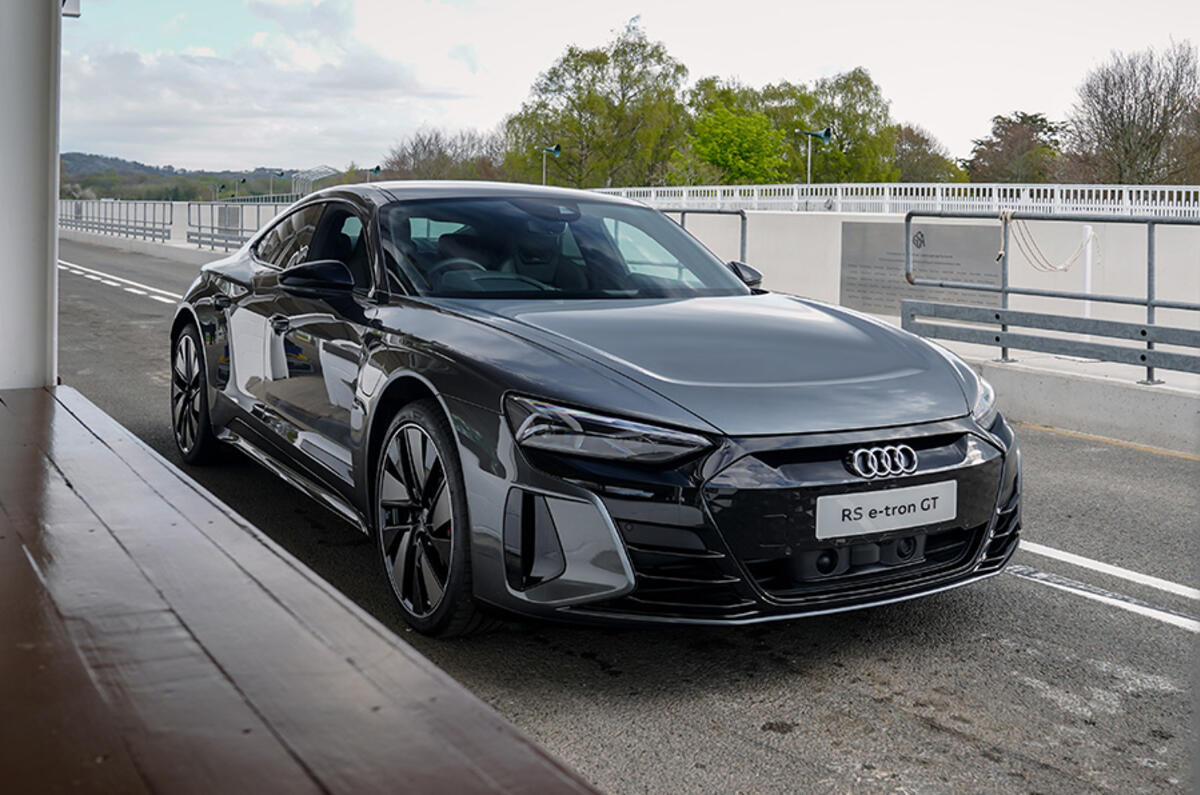 The Audi RS e-tron GT can lower itself at speed by 22mm, using adaptive air suspension The Audi RS e-tron GT can lower itself at speed by 22mm, using adaptive air suspension