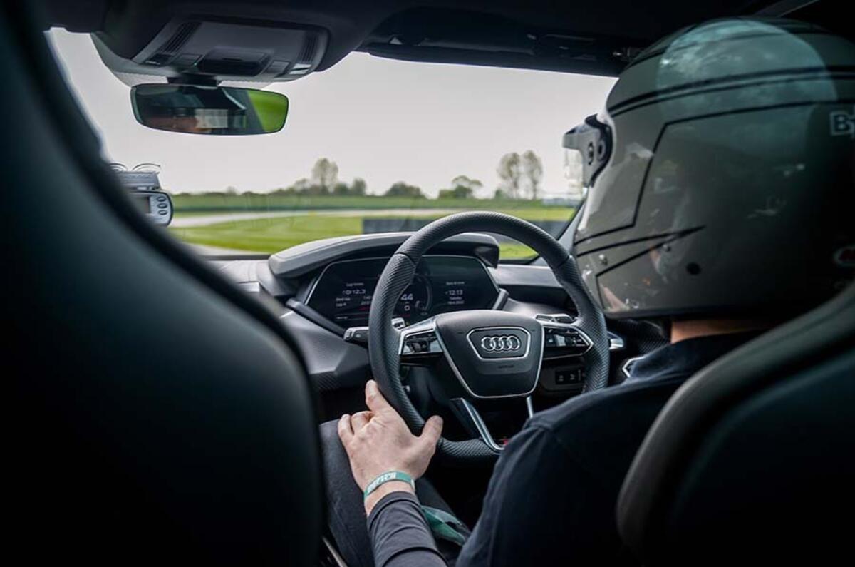 “This car just grips and grips,” says Baz. “Some electric cars feel fast; this is something else” “This car just grips and grips,” says Baz. “Some electric cars feel fast; this is something else”