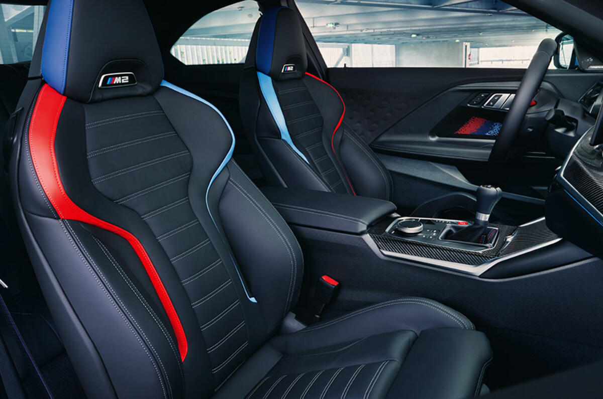 The BMW M2 offers the choice of standard M Sport seats or track-specific M Carbon Bucket Seats