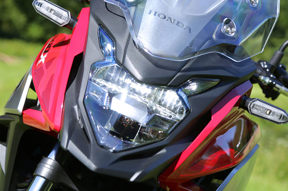 The Honda CB500X's look – including its tall windscreen – was inspired by the iconic Honda Africa Twin