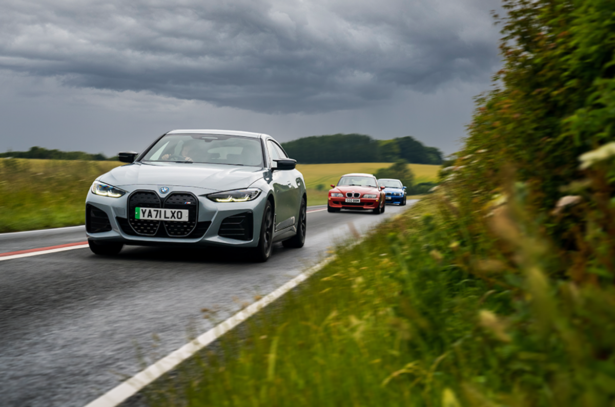 The BMW i4 M50 leads the way as our convoy heads to the Goodwood Festival Of Speed The BMW i4 M50 leads the way as our convoy heads to the Goodwood Festival Of Speed