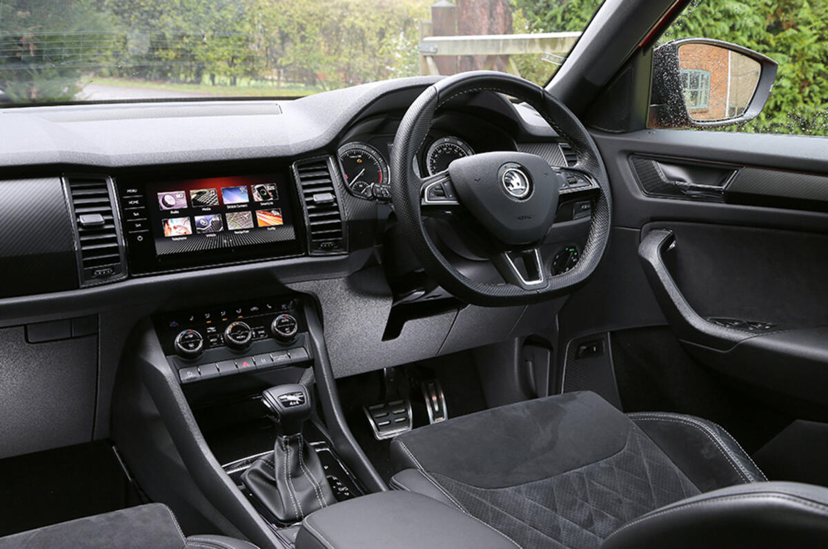 Both the Skoda Karoq and Kodiaq feature comfortable and stylish interiors that are packed with tech and clever features Both the Skoda Karoq and Kodiaq feature comfortable and stylish interiors that are packed with tech and clever features