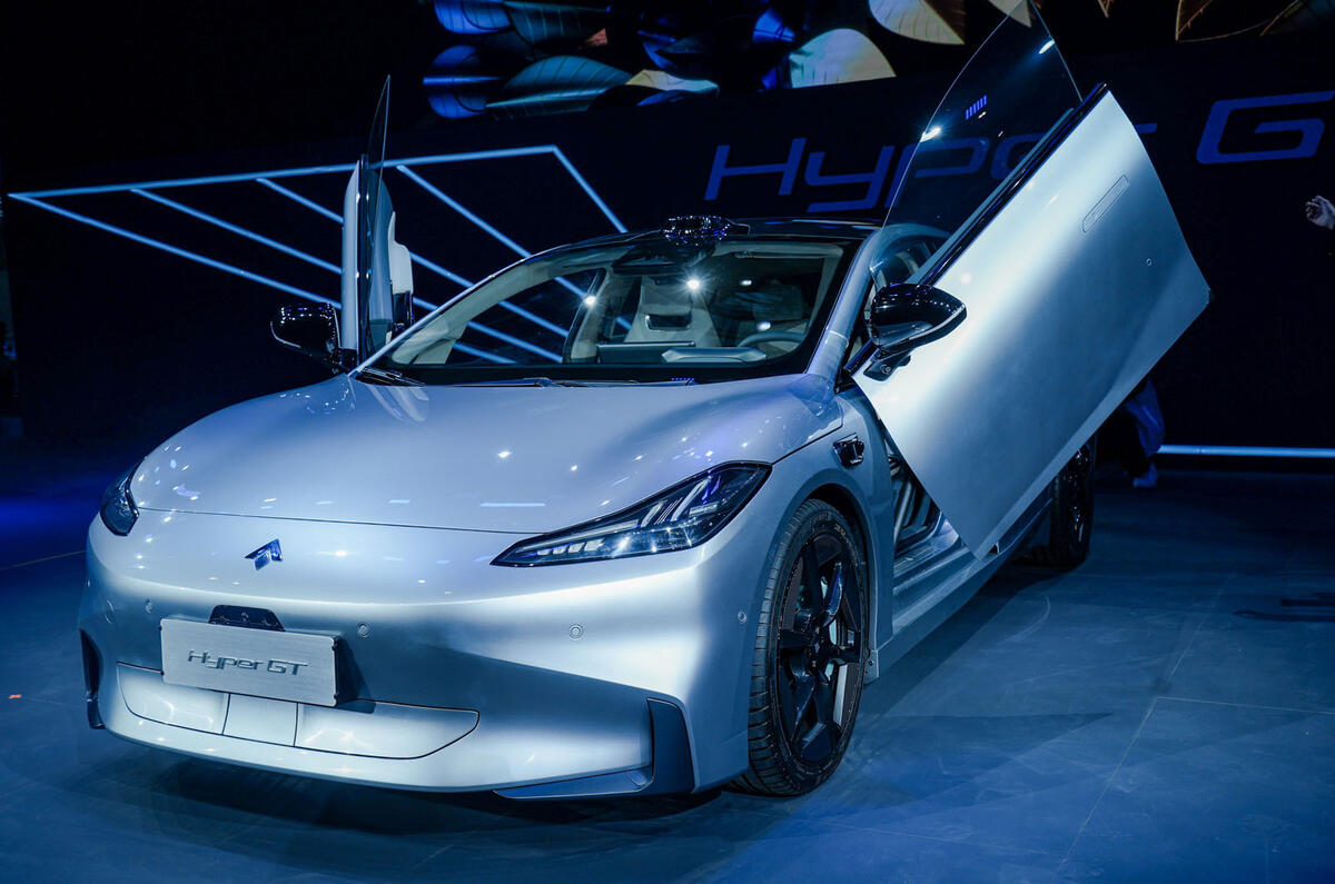 Aion Hyper GT front left quarter static 2022