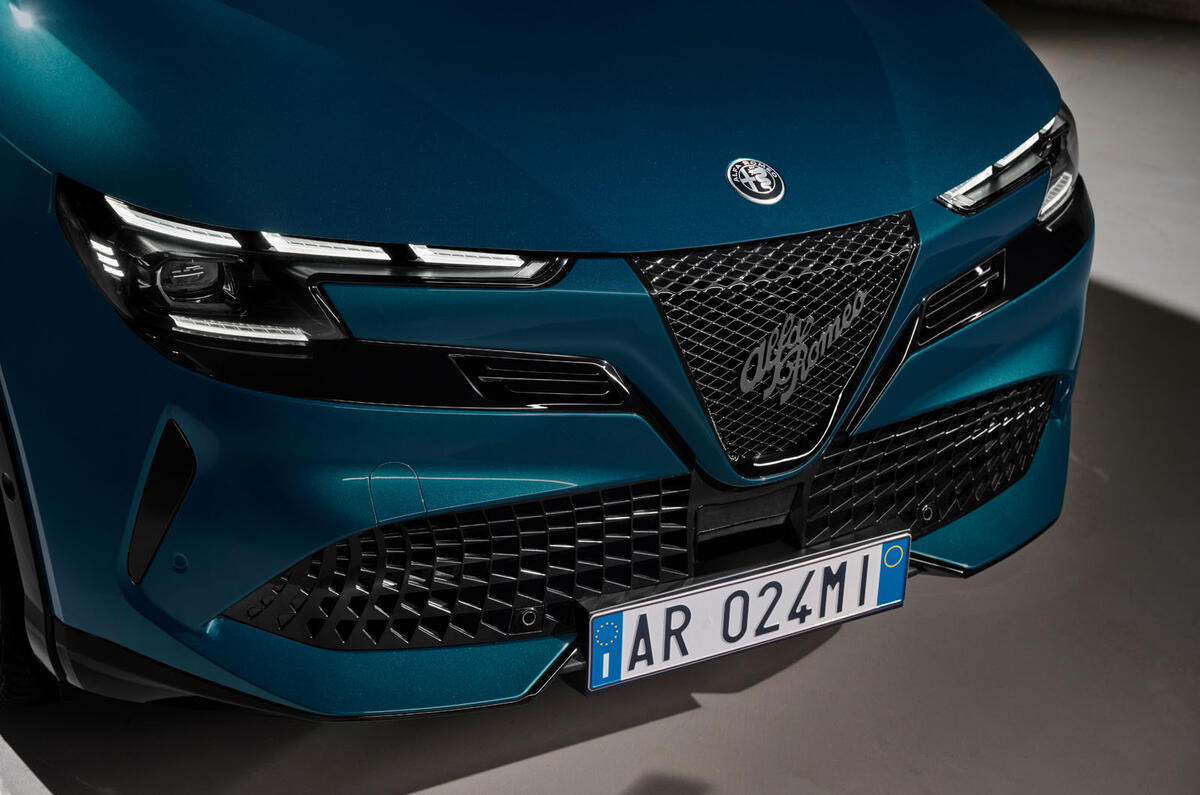 Alfa Romeo Junior Ibrida front grille close Alfa Romeo Junior Ibrida front grille close
