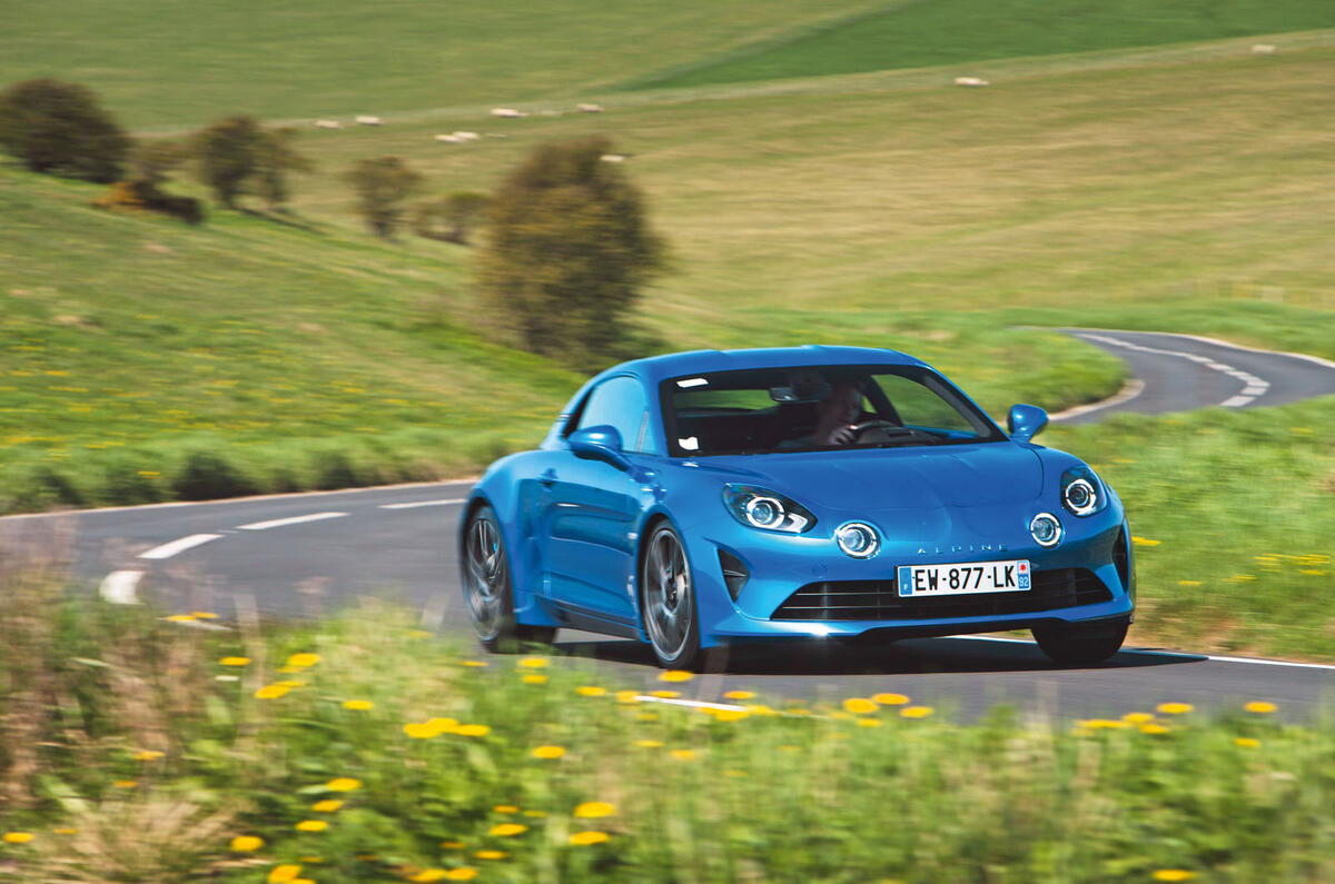Alpine A110 cornering front three quarters Alpine A110 cornering front three quarters