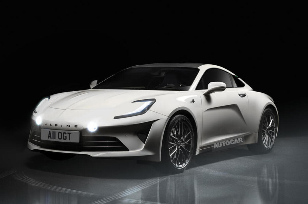 alpine a110 ev autocar render front quarter