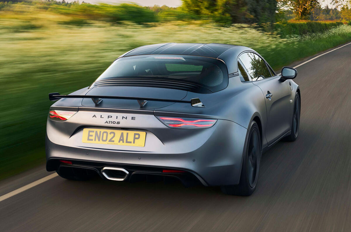 Alpine A110 S Enstone Edition rear three quarter tracking