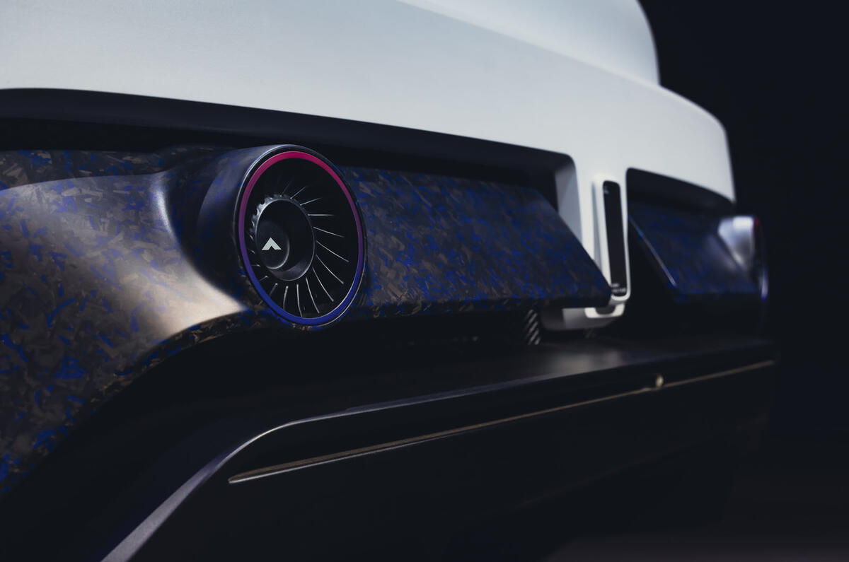 Alpine A290 Beta fan exhausts detail Alpine A290 Beta fan exhausts detail