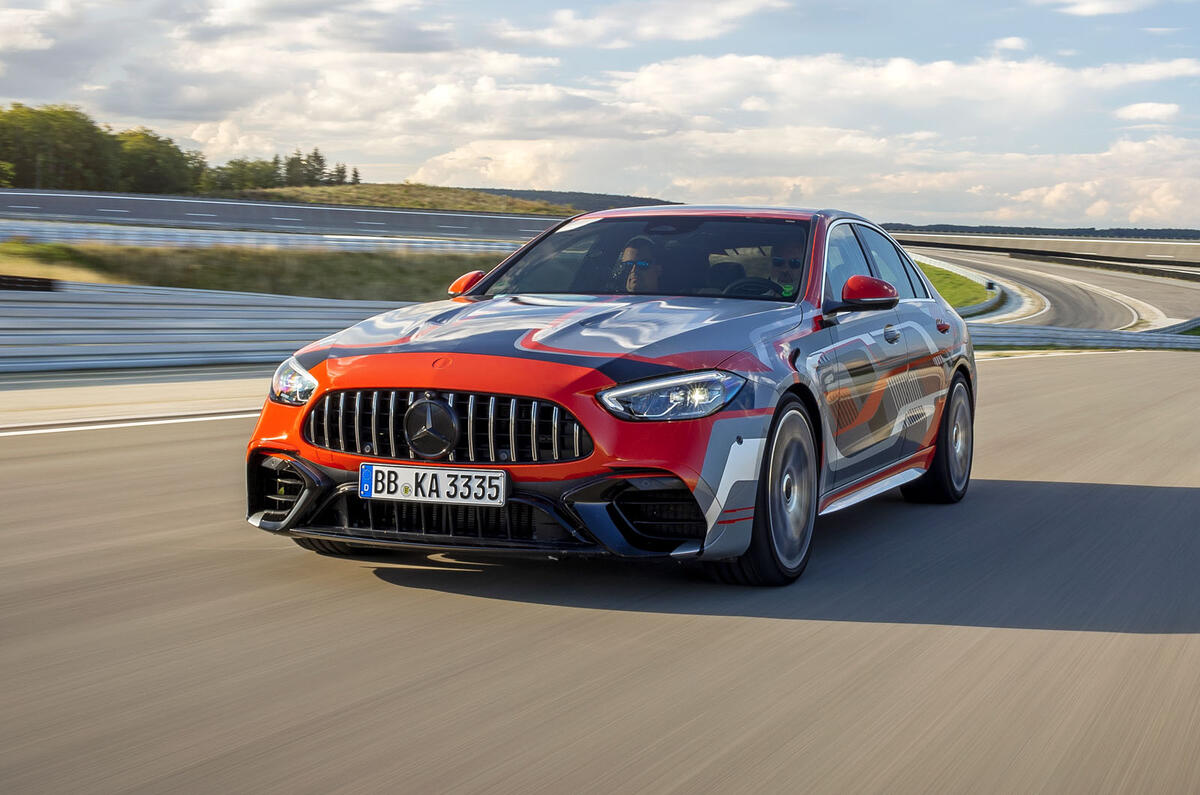 AMG C63 E proto front side driving