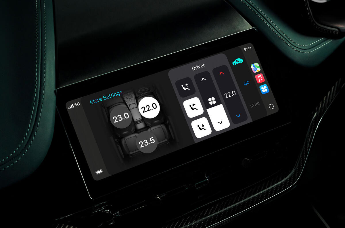 Aston Martin Apple Carplay climate controls Aston Martin Apple Carplay climate controls