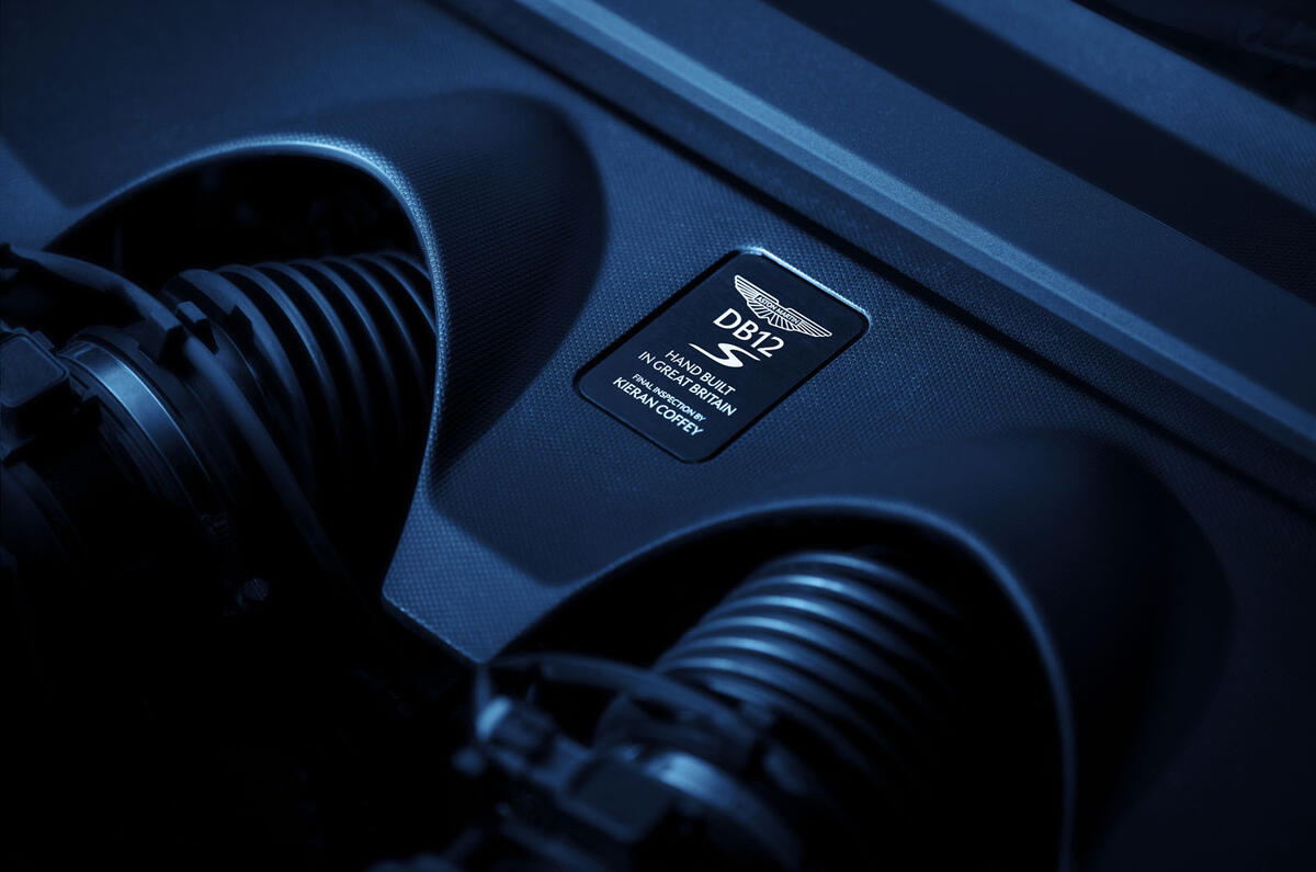 Aston Martin DB12 S interior badge detail Aston Martin DB12 S interior badge detail