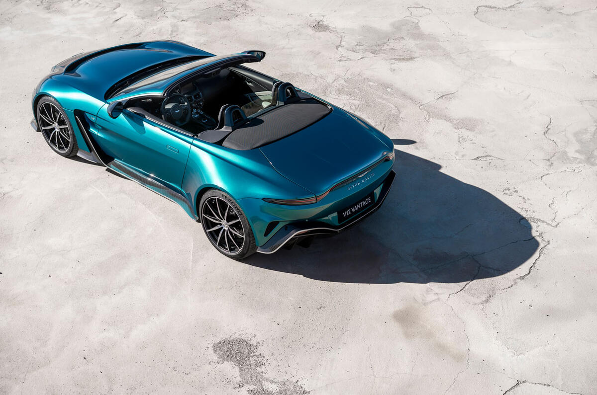 Aston Martin V12 Vantage Roadster 2022 rear top Aston Martin V12 Vantage Roadster 2022 rear top