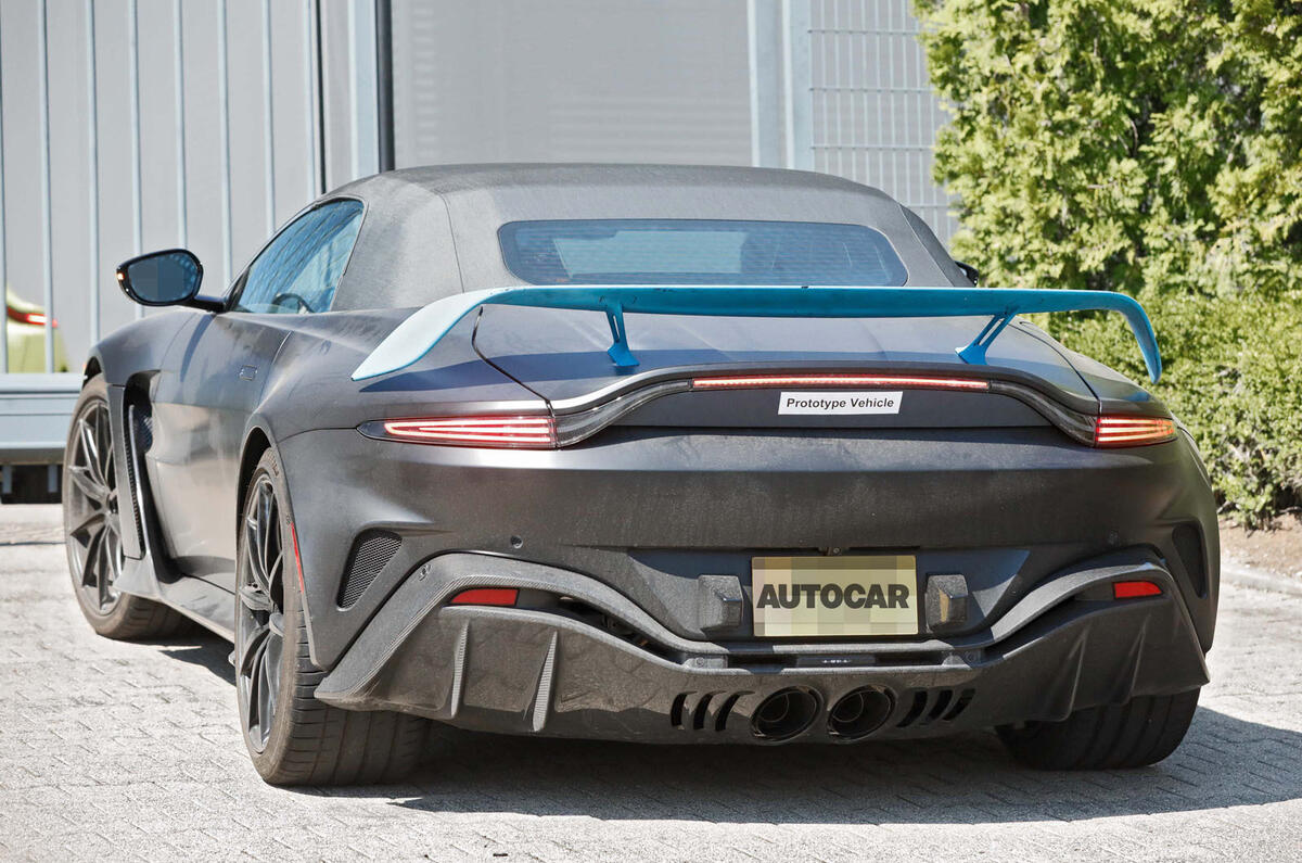 Aston Martin V12 Vantage Roadster Prototype 2022 rear turning Aston Martin V12 Vantage Roadster Prototype 2022 rear turning