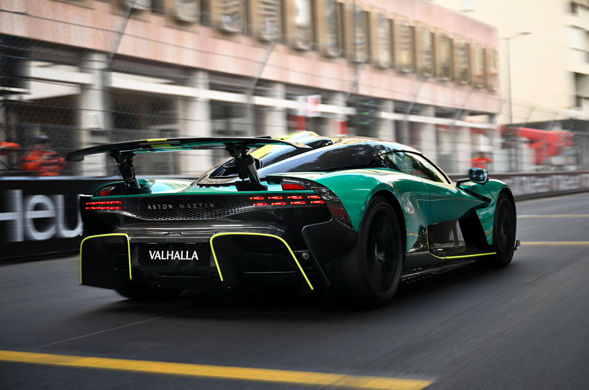 Aston Martin Valhalla Monaco rear quarter tracking pit straight Aston Martin Valhalla Monaco rear quarter tracking pit straight