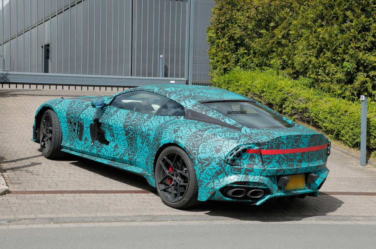 Aston Martin Vanquish prototype at the Nurburgring parking rear Aston Martin Vanquish prototype at the Nurburgring parking rear
