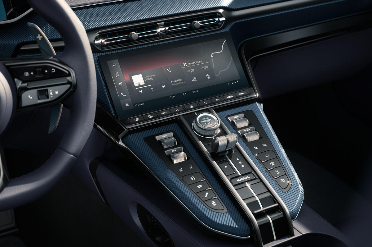 Aston Martin Vantage Roadster 2025 centre console detail Aston Martin Vantage Roadster 2025 centre console detail