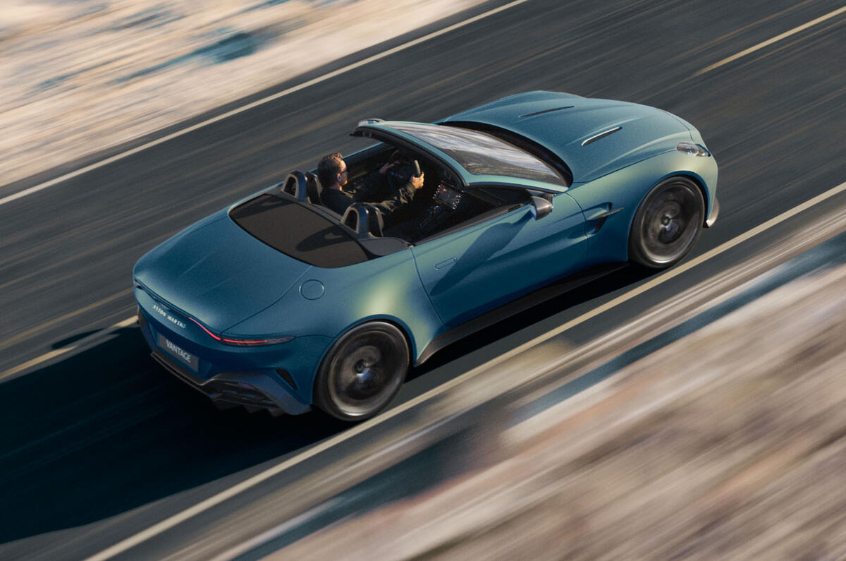 Aston Martin Vantage Roadster 2025 rear quarter tracking