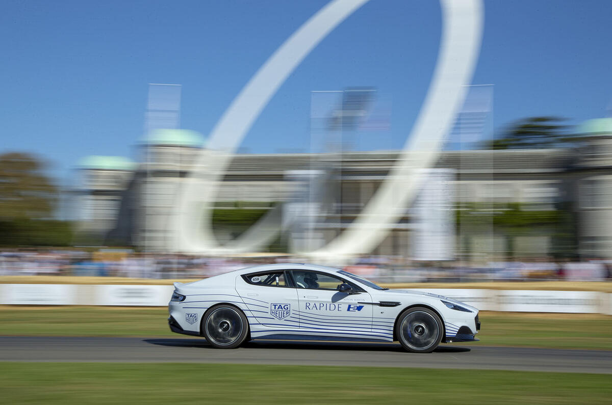 Aston Martin Rapide E on Goodwood hillclimb