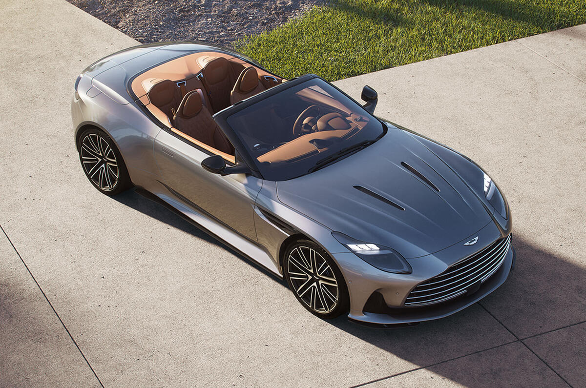 Aston Martin DB12 Volante front roof down Aston Martin DB12 Volante front roof down