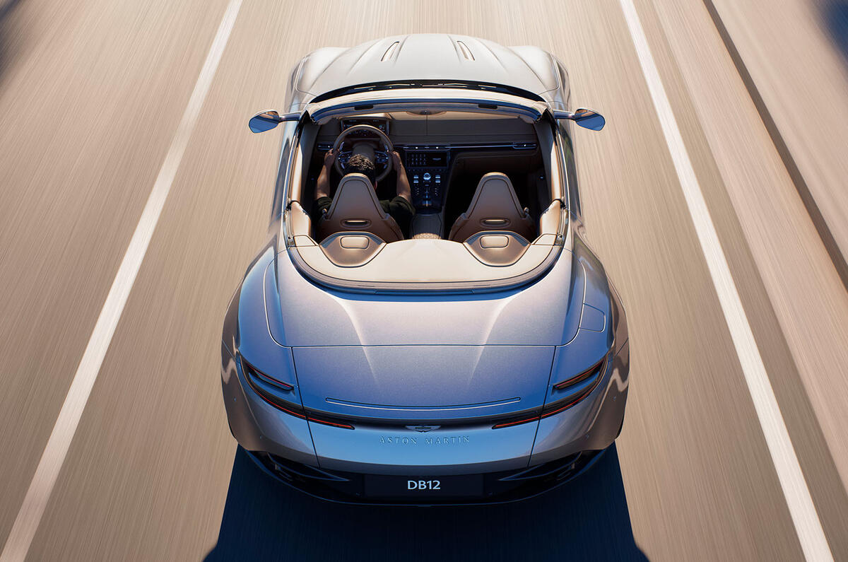 Aston Martin DB12 Volante rear top down Aston Martin DB12 Volante rear top down
