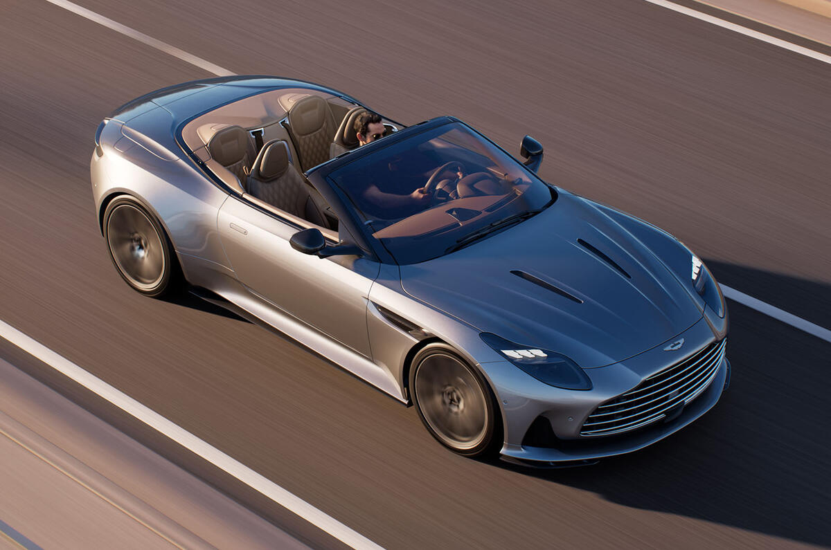 Aston Martin DB12 Volante tracking top down