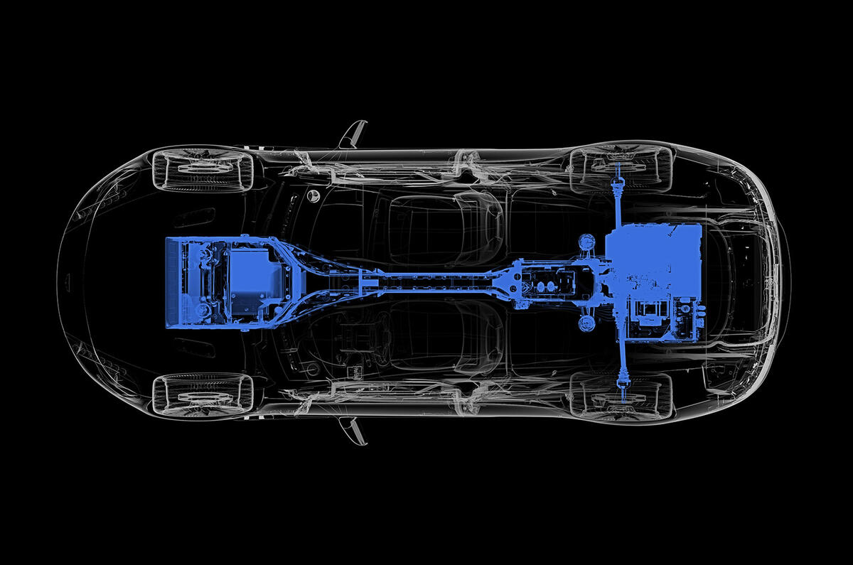 Aston Martin Rapid E drivetrain diagram